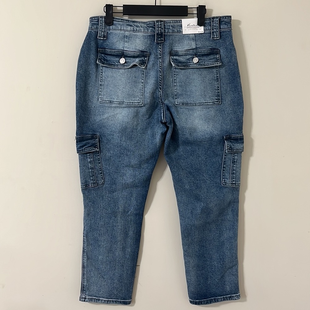 NWT Kancan Avery Straight Leg High Rise Cargo Jeans Dark Wash Size 29 - Picture 9 of 12